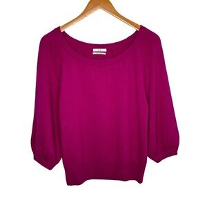 CO Collection Womens Alpaca Blend Sweater Sz Medium Pink Balloon Sleeve Luxury